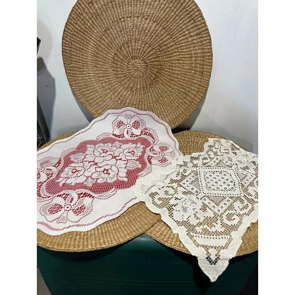 Vintage 2 piece white lace fabrics
